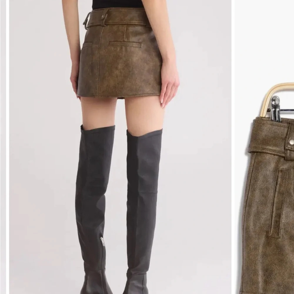 BlankNYC brown faux lea motto micro mini skirt - Picture 2 of 12